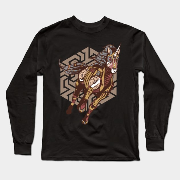 Horse UNICORN STEAMPUNK lovely abstract design Long Sleeve T-Shirt by Midoart